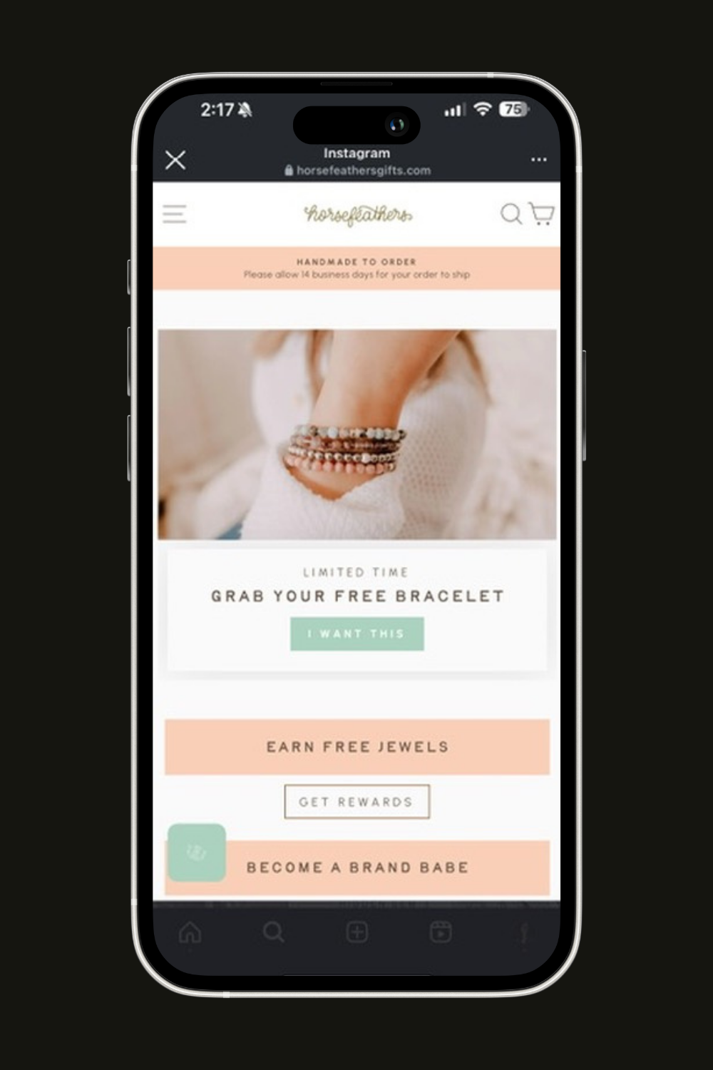 Mobile link page for Shopify websites