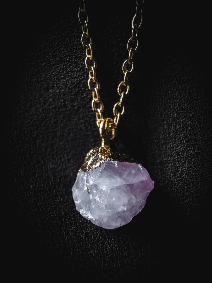 Raw Rose Quartz Crystal Gold Necklace