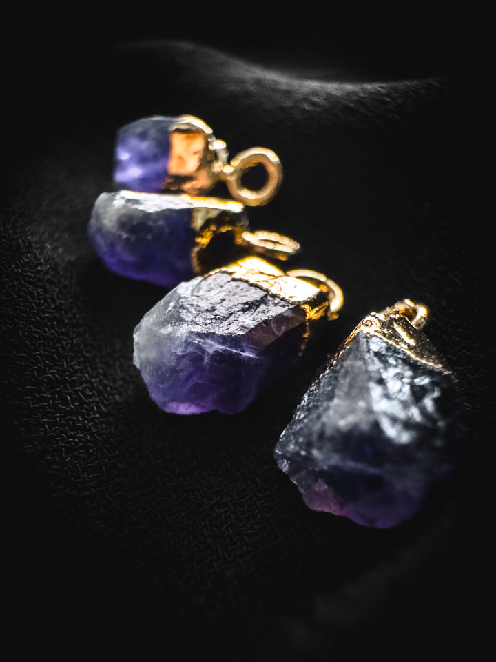 Raw Amethyst and Gold Crystal Necklace