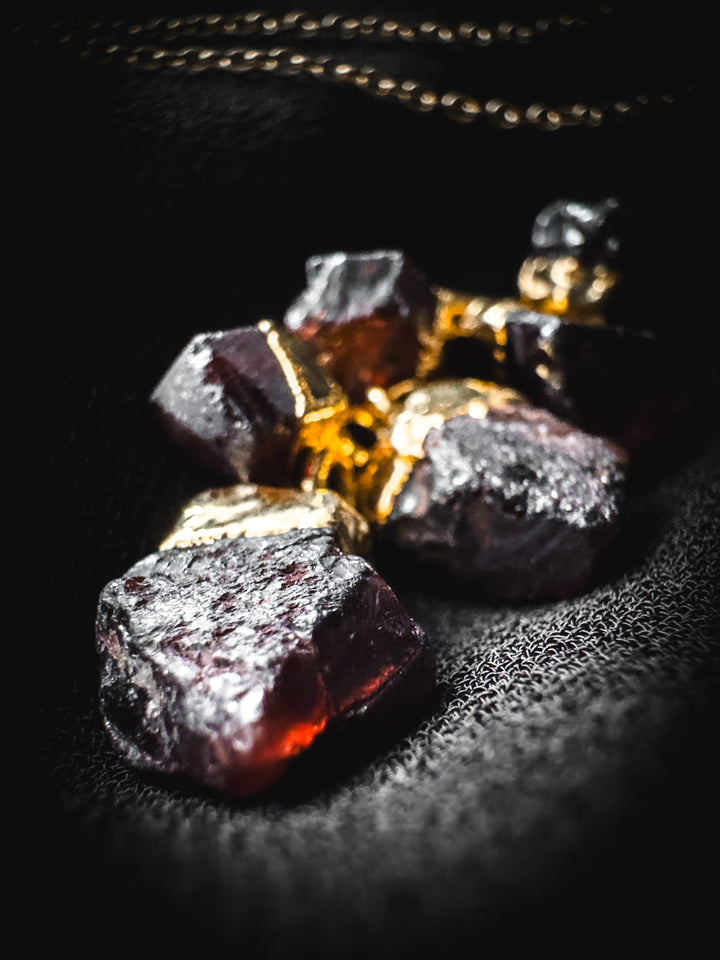 Raw Garnet and Gold Crystal Necklace