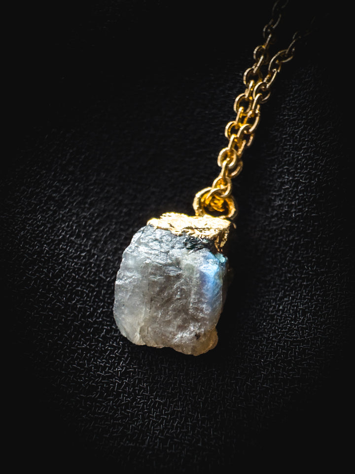 Labradorite and Gold Rough Gemstone Necklace