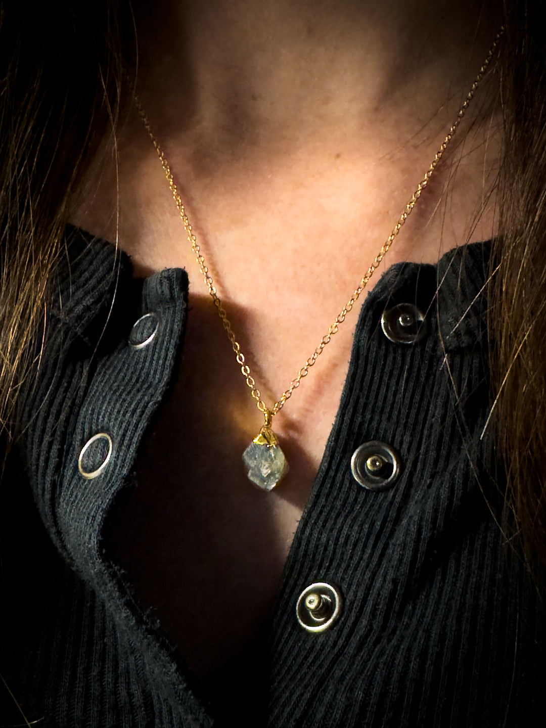 Labradorite and Gold Rough Gemstone Necklace