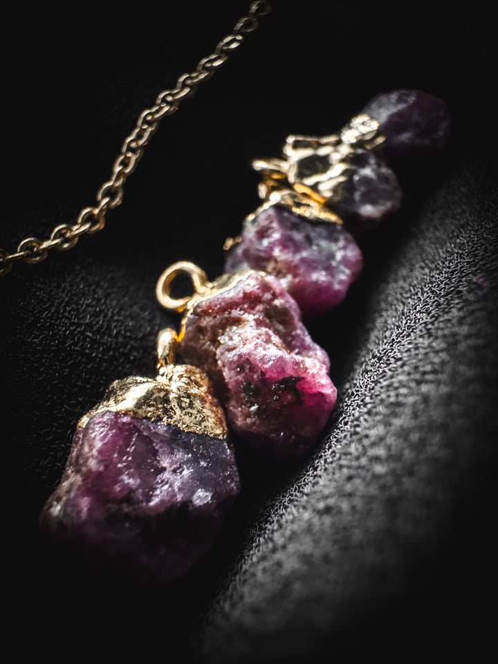 Ruby and Gold Rough Gemstone Necklace